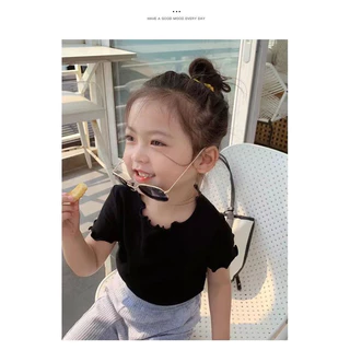 เสื้อยืดเด็กแขนสั้น 🇹🇭พร้อมส่งในไทย🇹🇭 SIZE 100-140 เสื้อยืดเด็กผู้หญิง ใส่สบาย ผ้านุ่ม ระบายไม่ร้อน สีพาสเทล 555ร่อง