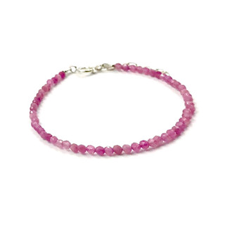 Natural Pink Tourmaline 2-3 mm Bracelet, Round Faceted Beaded Healing Crystal Bracelet Men Women Stretchy Bracelet