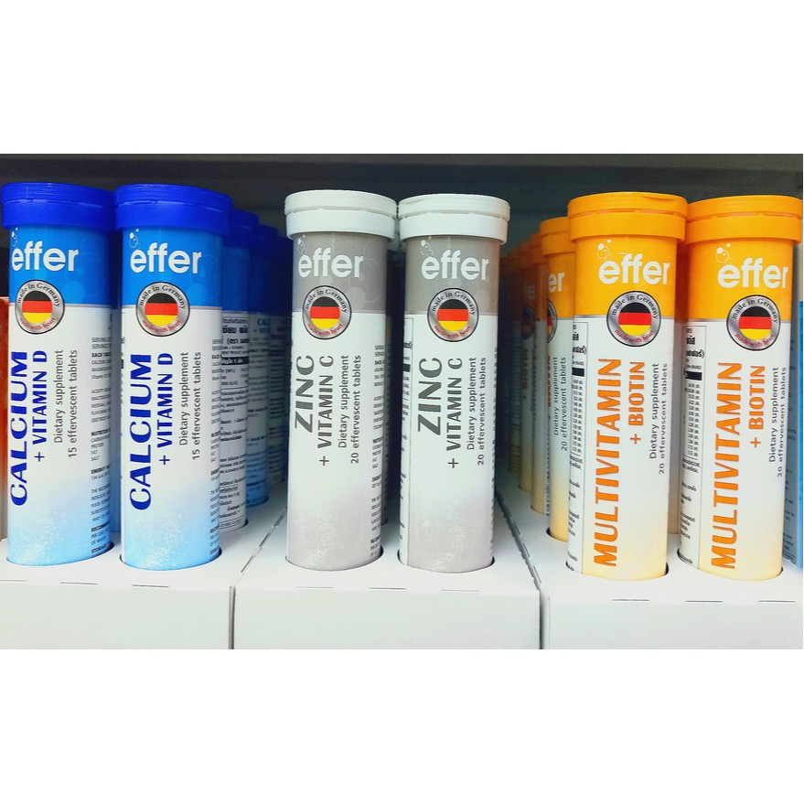 Effer เม็ดฟู่เสริมอาหาร นำเข้าจากเยอรมัน ผลิตภัณฑ์เสริมอาหาร calcium/multivitamin/ZINC+VITAMIN C วิต