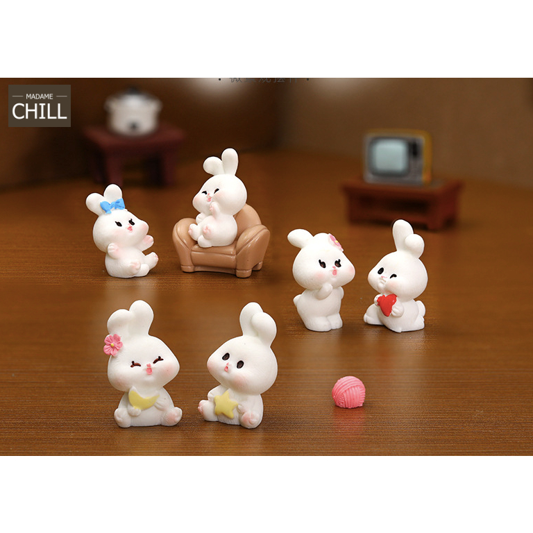 [MC619] ตุ๊กตุ่นจิ๋ว กระต่าย เล่นไหมพรม ขี่ม้าโยก (1 ตัว ราคา 5, 10 บาท)