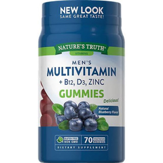 Natures Truth Vitamins Mens Multivitamin + B12, D3, Zinc Gummies Natural Blueberry 70 Vegetarian Gummies