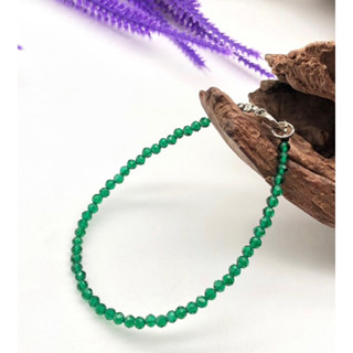 Natural Green Chalcedony Faceted Bead 2-3 mm Bracelet, Round Faceted Beaded Healing Crystal Bracelet Men Women Bracelet