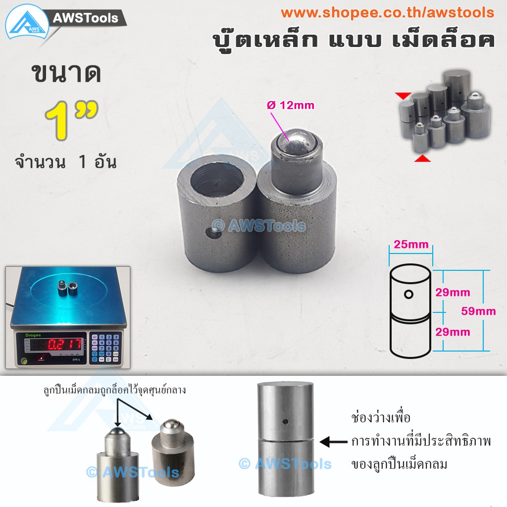 SC บูชประตู ขนาด 1 นิ้ว(25 mm) เหล็ก แบบ เม็ดล็อค (อะไหล่ รั้ว/ประตู/หน้าต่าง) จำนวน 1 อัน #ประตูบาน