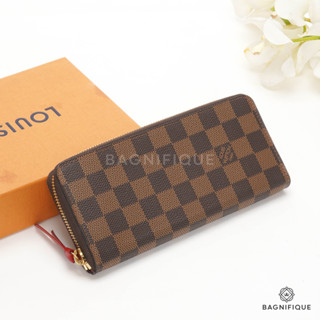 LOUIS VUITTON CLEMENCE WALLET LONG BROWN DAMIER RED CANVAS GHW