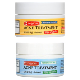 De La Cruz, Acne Treatment Ointment with 10% Sulfur, Maximum Strength 6g/Acne Treatment with 5% Sulfur 6g ครีมแต้มสิว