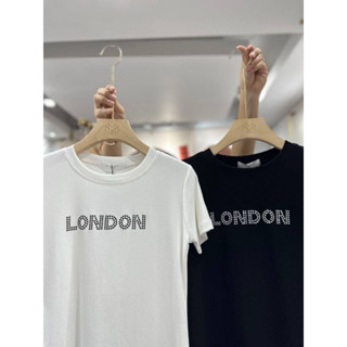 เสื้อยืดตัวเล็ก รีดสลับสี เงิน/ดำ LONDON 🤍ป้าย its me basic