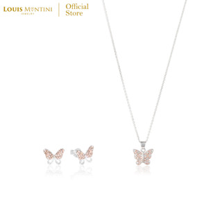 [Giftset] Louis Montini (Jewelry) ชุดกิฟท์เซต Sterling Silver 925 ต่างหูเงินแท้ สร้อยคอเงินแท้ รูปผีเสื้อ LJ-GS002