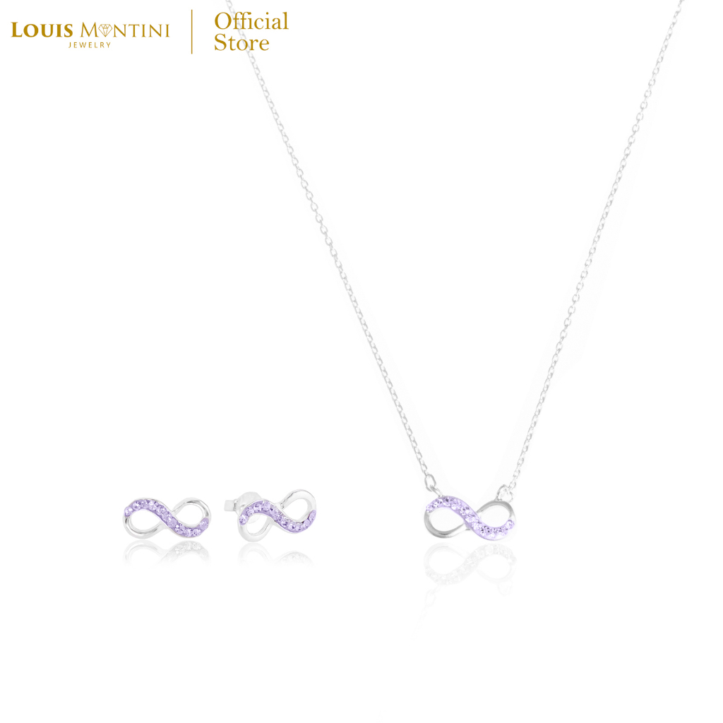 [Giftset] Louis Montini (Jewelry) ชุดกิฟท์เซต Sterling Silver 925 ต่างหูเงินแท้ สร้อยคอเงินแท้ รูป  Infinity LJ-GS003