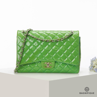 CHANEL CLASSIC 13_ GREEN PATENT LEATHER SHW