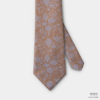 Light Blue Rose on Sand Yellow B/Y 3 Inch Necktie-เนคไทสีเหลืองทรายลายดอกกุหลาบสีฟ้า
