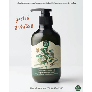 แชมพูสมุนไพรสด สูตรปรับสมดุลหนังศีรษะ แชมพูลดผมร่วง (FRESH HERBS SHAMPOO FOR BALANCING SCALP) ใบย่านาง “มาบเอื้อง”