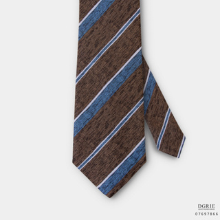 Blue&amp;White Stripe on Coffee Brown 2.5cm B/B 3 Inch Necktie-เนคไทสีน้ำตาลกาแฟลายทางฟ้าขาว