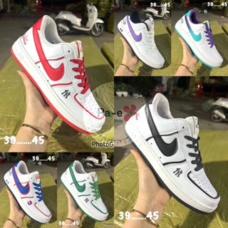 Ńíkê AF1 รองเท้าลำลอง Pepsi low Air Force 1’ Low-top Air Force 1 รองเท้าผ้าใบสีขาว