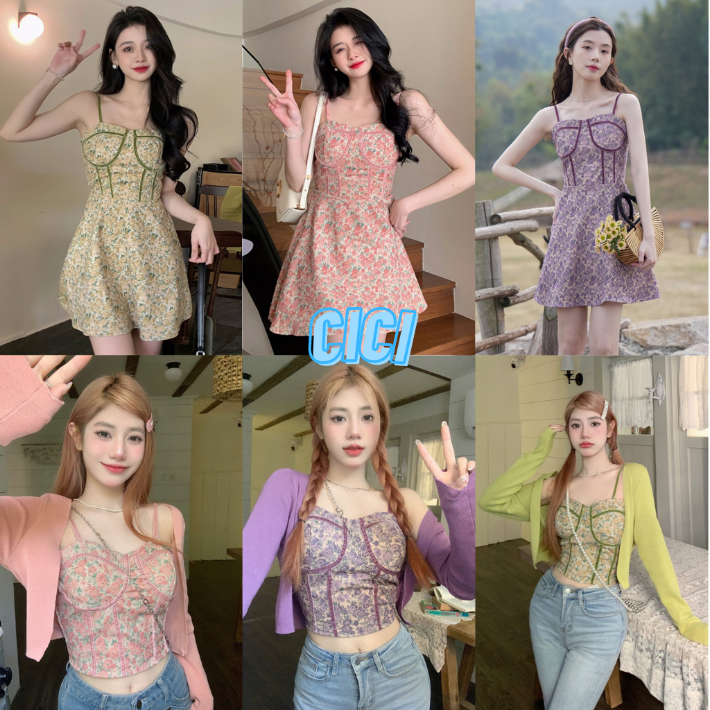 ส่งทันที Cici(NO. 1501/16031/31257-1)สายเดี่ยว/เดรส/เสื้อคลุม ลายลูกไม้สายปรับๆได้ ฟองน้ำในตัวแต่งตัดขอบทรงสวยปังสุดๆ