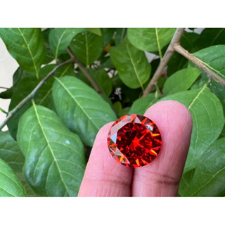 CZ Orange diamond 15mm 1 pieces CZ เพชร รัสเซีย 3A  BRILLIANT สีส้ม ทรงกลม พลอย 15.00 mm( มม