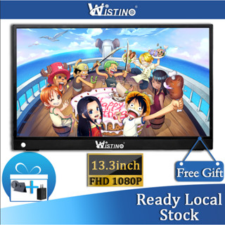 Wistino 13.3 นิ้วบางเฉียบ FHD จอแสดงผลเกมแบบพกพา USB C Type C HDMI เข้ากันได้กับ Nintendo Switch PS4 PS5 XBOX จอแสดงผลแบบขยาย