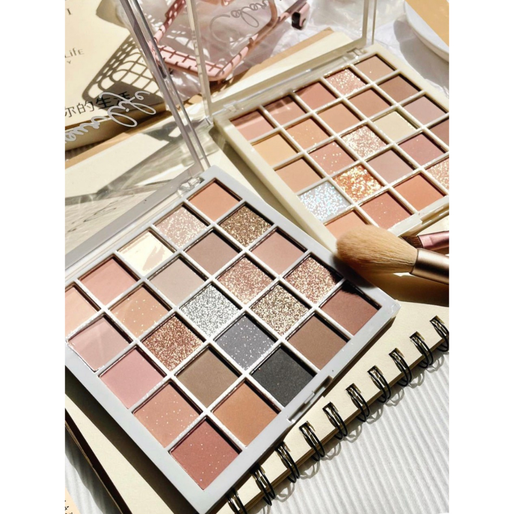 XIAOYUMI 611 พาเลทอายแชโดว์ 25 สี เนื้อใยไหม เนื้อแมท ประกายชิมเมอร์ กลิตเตอร์ สีโทนนู้ด กันน้ำ ติดทน Eye Shadow Palette - รูปที่ 6