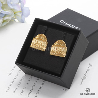 CHANEL EARRING LOGO RUE CAMBON 2 CM GOLD