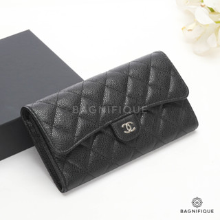 NEW CHANEL SARAH CLASSIC LONG BLACK CAVIAR SHW