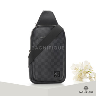 NEW LOUIS VUITTON SLINGBAG AVENUE 20 BLACK DAMIER EBENE CANVAS SHW MICROCHIP