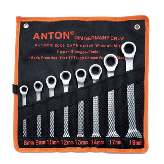 ANTON ประแจ ปากตาย ประแจแหวนฟรี บล็อกข้าง บล็อกทะลุ 8ตัวชุด CR-V GERMANY
