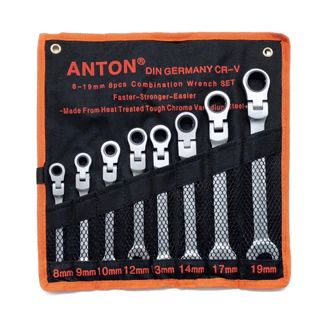 ANTON ประแจ ปากตาย ประแจแหวนฟรี บล็อกข้าง บล็อกทะลุ 8ตัวชุด CR-V GERMANY