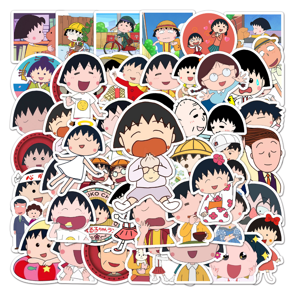 💥พร้อมส่ง💥New ลายการ์ตูนอะนิเมะ Anime Chibi Maruko Chan 50 แผ่น กันน้ำ สติ๊กเกอร์ ใช้ซ้ำได้ กระโปรงหลังรถ โทรศัพท์มือถือ