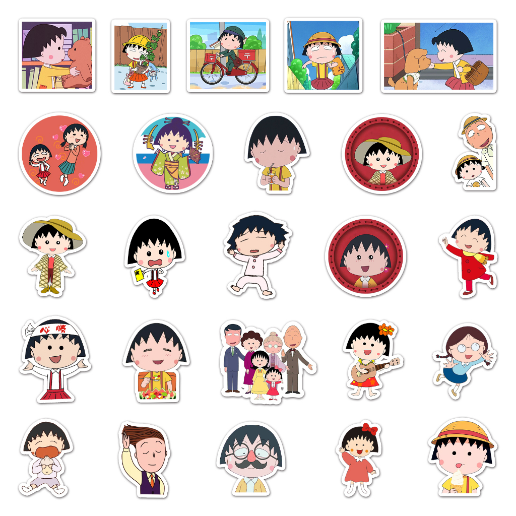 💥พร้อมส่ง💥New ลายการ์ตูนอะนิเมะ Anime Chibi Maruko Chan 50 แผ่น กันน้ำ สติ๊กเกอร์ ใช้ซ้ำได้ กระโปรงหลังรถ โทรศัพท์มือถือ - รูปที่ 4