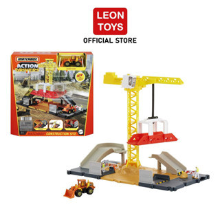 Matchbox Action Drivers Construction playset ชุดของเล่นก่อสร้าง เครนเคลื่อนที่ พร้อมรถตัก 1 คัน สำหรับเด็กอายุ 3 ปี