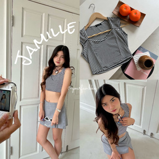 Jamille top💌 เสื้อครอปเอวลอยแขนกุดรุ่นใหม่ข