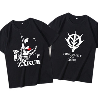 เสื้อยืดกันดั้ม Mobile Suit Charles Aznable และ Zagu Jean Army Zeon แขนสั้นชายและหญิงพร้อมเสื้อยืดแขนสั้นตัวเดียวกัน