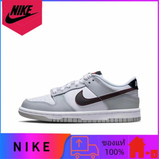 ของแท้ 100% Nike Dunk Low SE Jackpot "Lottery" รองเท้าผ้าใบสวมทนลำลองสวมต่ำสีเทาสีขาวสีดำ