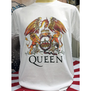 เสื้อวงนำเข้า Queen Logo Bohemian Rhapsody Freddie Mercury We Will Rock You British Rock Vintage Style