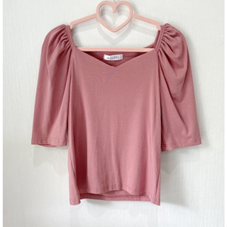 เสื้อสีชมพู คอวี มือสอง