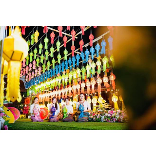 โคมล้านนา โคมยี่เป็ง โคมเชียงใหม่ โคมผ้า โคมไฟล้านนา ขนาด7นิ้ว มีโค๊ดส่วนลด