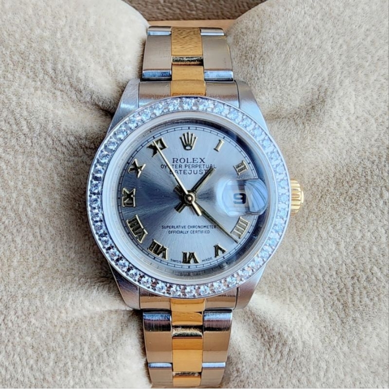 นาฬิกาโรเล็กซ์ Rolex ladysize กรอบเพชรแท้ มือ2 รวมกรอบเพชรแท้ น้ำ97-98