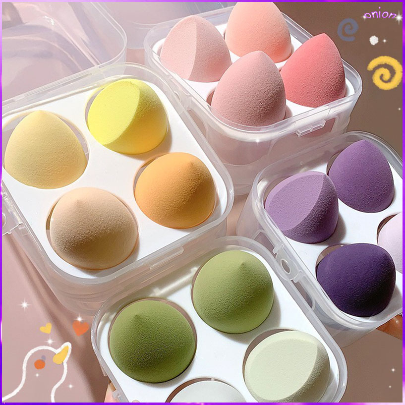 พร้อมส่งค่ะ 1กล่อง/4ชิ้น ฟองน้ําแต่งหน้าเกลี่ยรองพื้น หลากหลายรูปแบบ ฟองน้ำแต่งหน้าสำหรับลงรองพื้น