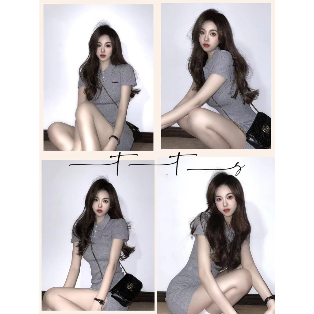 TTS พร้อมส่ง เดรสสะโพกหวานขี้เล่น เดรสโปโลสกินนี่ ชุดเซ็กซี่หวานแหวว