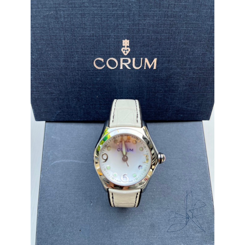 นาฬิกา Corum แท้ ไซส์ 35mm สายขาว หนังจระเข้แท้ ผ่อนได้