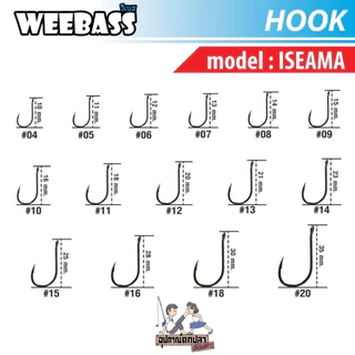 Weebass ตัวเบ็ด เบ็ดกล่อง WEEBASS ทรง Iseama มีห่วง ทรงบิด เบอร์ 4-20 เบ็ดกล่อง