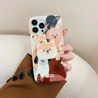 ส่งจากไทย พร้อมส่ง #เคสไอโฟน แบบขอบยางนิ่ม แถม Griptok iphone 11-14promax 🌷น้องหมา puppies+holder