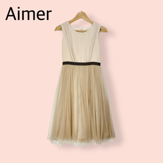 เดรส Aimer ผ้าโพลีอย่างดี ไซด์ -  9   อก 34 เอว 26 สะโพก 40 ยาว 38 นิ้ว  เดรสทรงสวยน่ารักมาก ผ้าสวย แต่งผ้าตาข่าย แต่งโบ