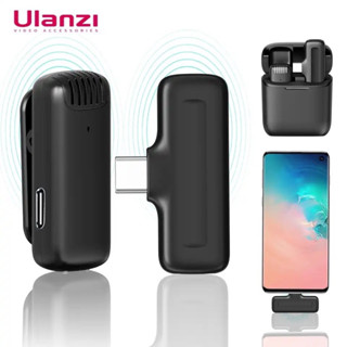 Ulanzi J11 Wireless Microphone System Receiver+Clip-on Microphones 20M Range Battery Charging for iPhone Type-C Phones