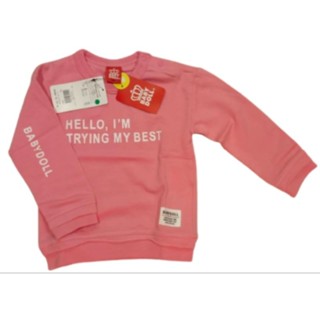 เสื้อเด็ก ญี่ปุ่น  babydoll (มือ1 ป้ายห้อย)  size 90 pink แขนยาว สีชมพู baby doll เบบี้ดอลล์ sweater สเวตเตอร์