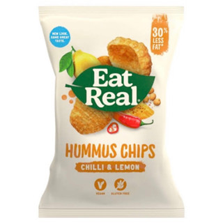 Eatreal hummus chips chilli&amp;lemon 135g. ถั่วชิกพีอบกรอบรสชิลลี่เลมอน ขนมสุขภาพ นำเข้าจากอังกฤษ🇬🇧