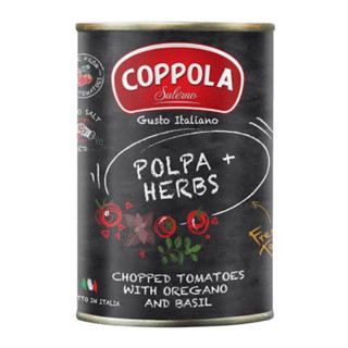 Coppola polpa herbs 400g. มะเขือเทศหั่นชิ้น ในน้ำมะเขือเทศ นำเข้าจากอิตาลี🇮🇹