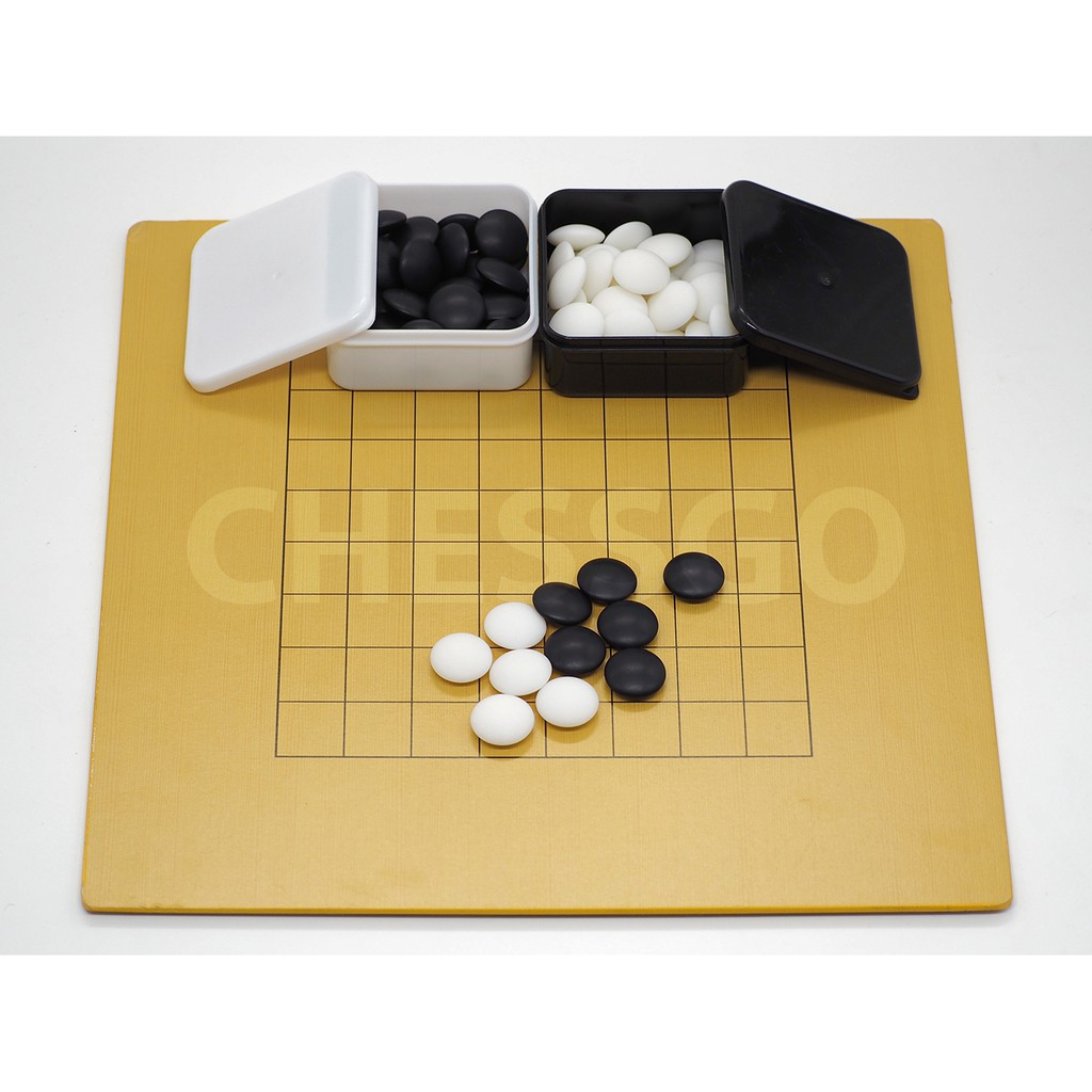 [Super_Chess] ชุดหมากล้อมไม้บาง9เส้น(เม็ดเมลามีน40/40เม็ด) กระดานหนา 5 mm.