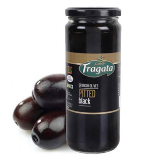 Fragata pitted black olives 330g. ขวดแก้ว ฟรากาต้า มะกอกดำไม่มีเมล็ดในน้ำเกลือจากสเปน🇪🇸