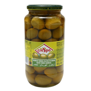 Crespo gordal green olives in brine 354g. ขวดแก้ว คริสโป้ มะกอกเขียวทั้งผลในน้ำเกลือ นำเข้าจากสเปน🇪🇸