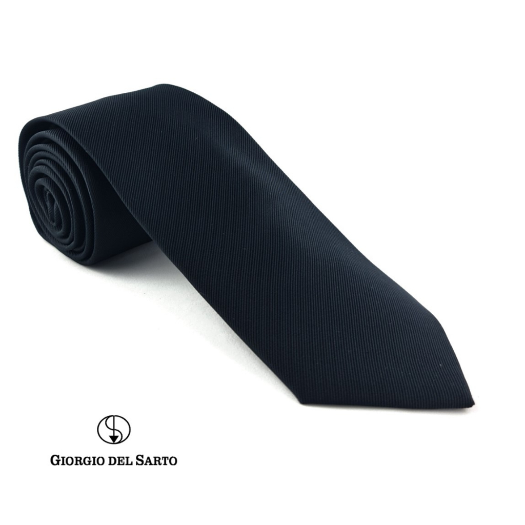 Giorgio Del Sarto Necktie Black 7 cm D with Fabric Texture  เนคไทสีดำลายพื้นมีเท็กเจอร์